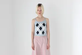2000s Baby Blue Argyle Knit Tank