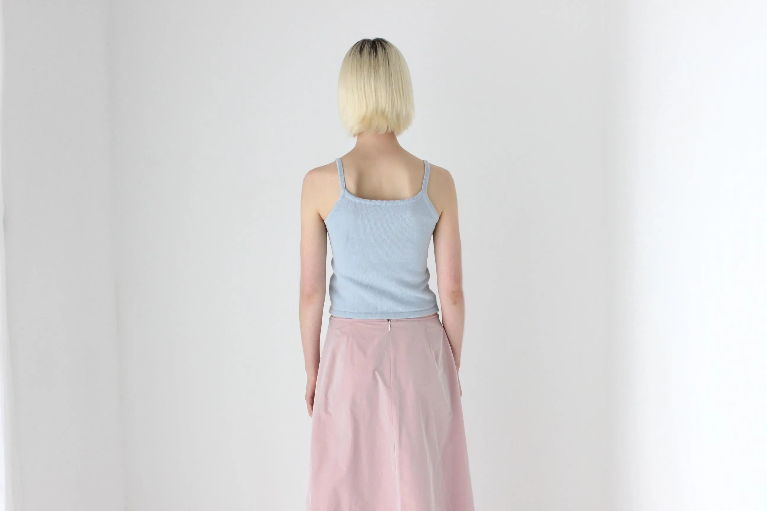 2000s Baby Blue Argyle Knit Tank