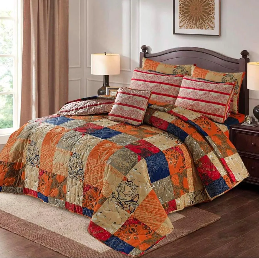 7 Pcs Quilted Comforter Set - EM 908