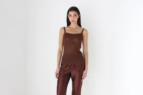 90s Elevated Crochet Knit Chocolate Tank Top