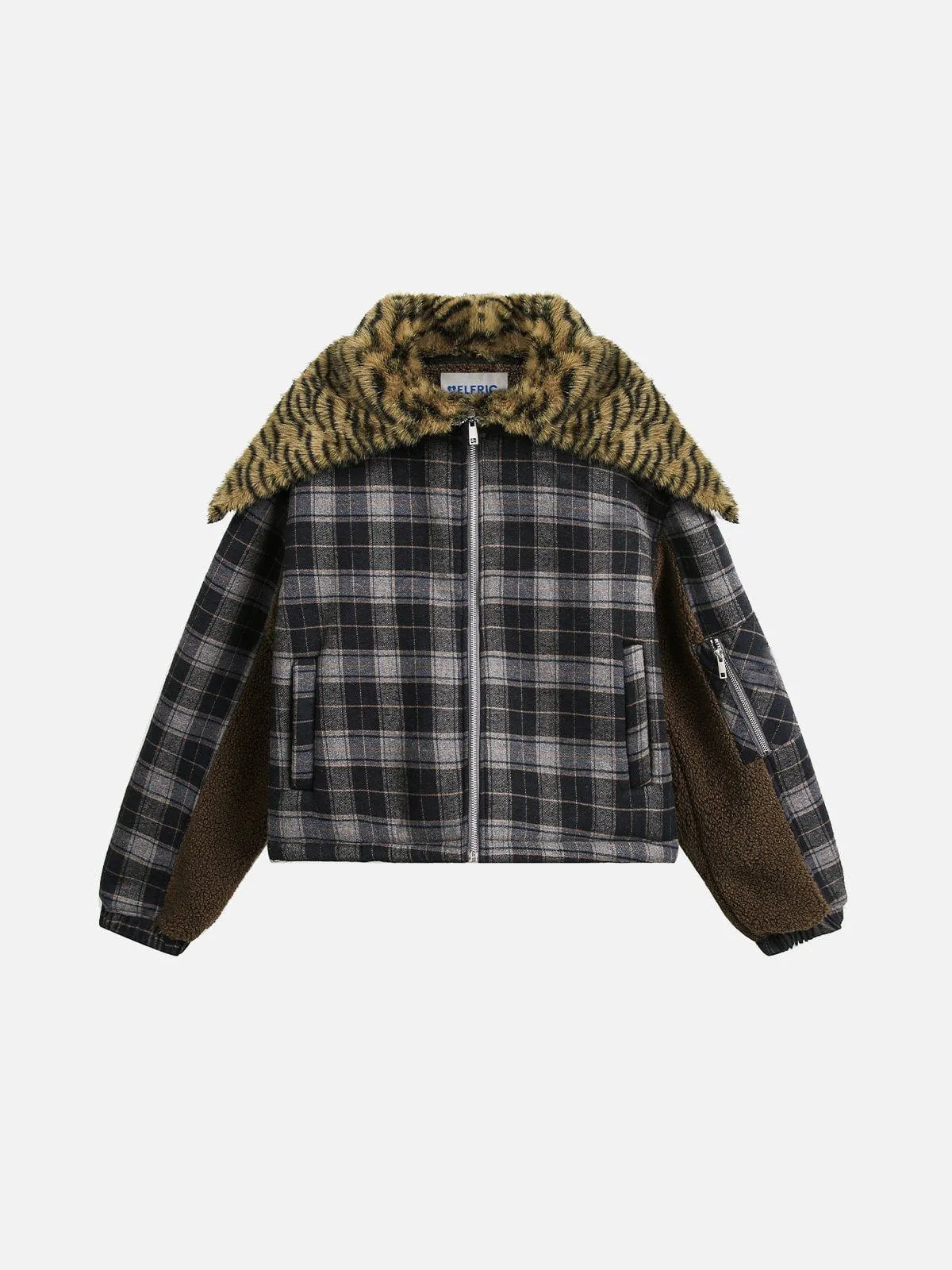 Aelfric Eden Detachable Leopard Print Hat Cropped Coat