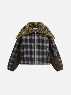 Aelfric Eden Detachable Leopard Print Hat Cropped Coat
