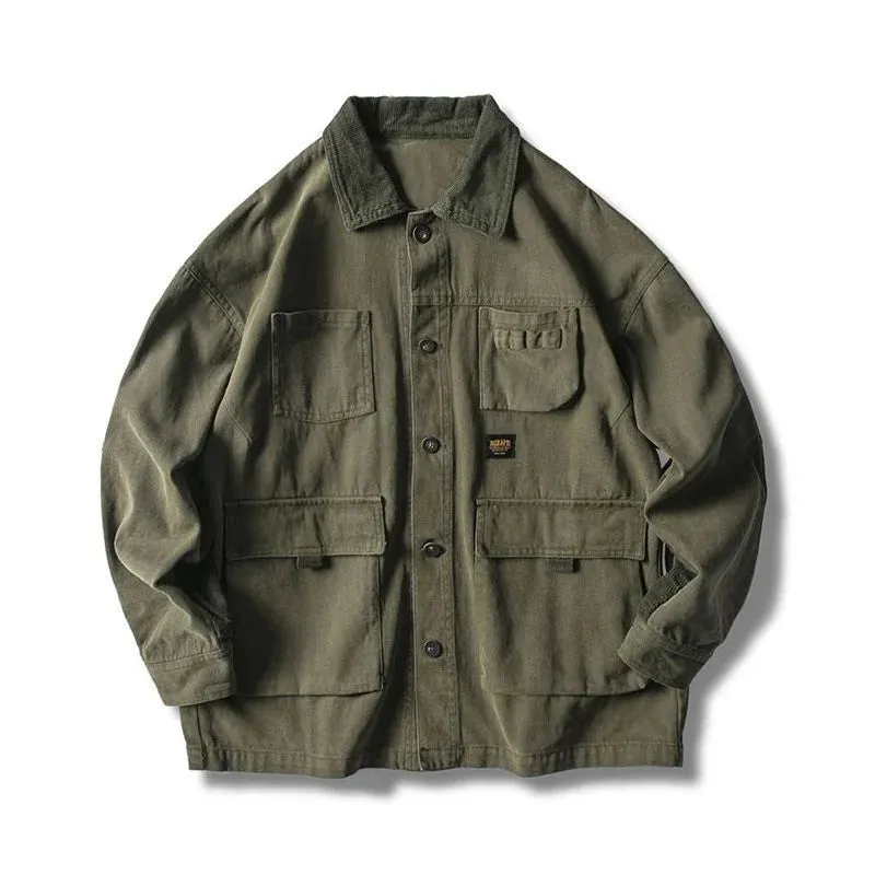 Aidase Japanese Streetwear Army Green Cargo Jacket Men Women Spring Clothing Harajuku Coat Korean Fashion Military Casual Workwear