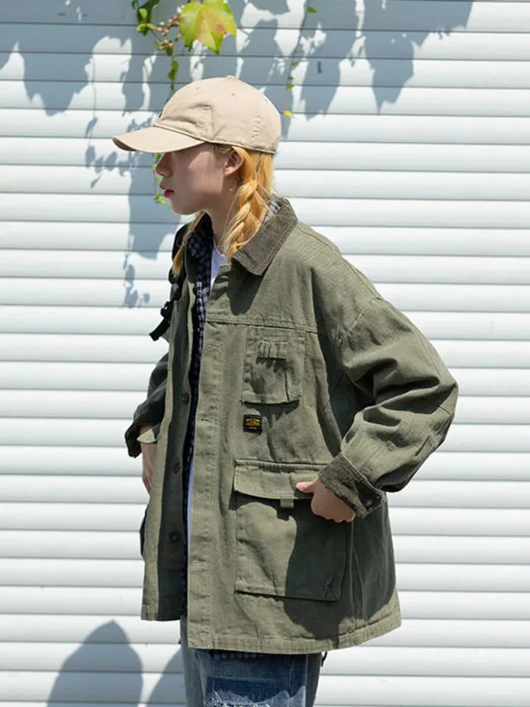 Aidase Japanese Streetwear Army Green Cargo Jacket Men Women Spring Clothing Harajuku Coat Korean Fashion Military Casual Workwear