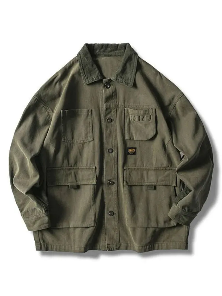 Aidase Japanese Streetwear Army Green Cargo Jacket Men Women Spring Clothing Harajuku Coat Korean Fashion Military Casual Workwear
