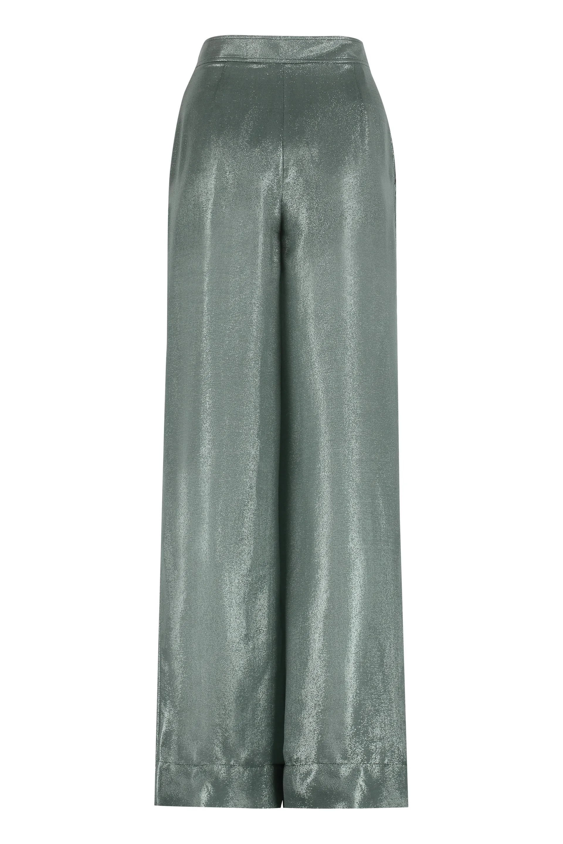 Alberta Ferretti Metallic High Waist Wide Leg Pants