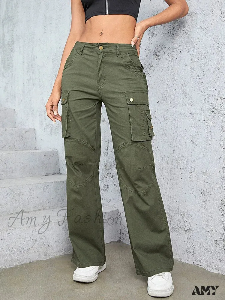Amy Fashion - High Waist Straight Trousers