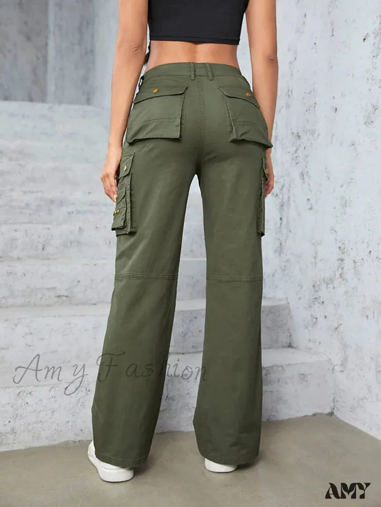 Amy Fashion - High Waist Straight Trousers