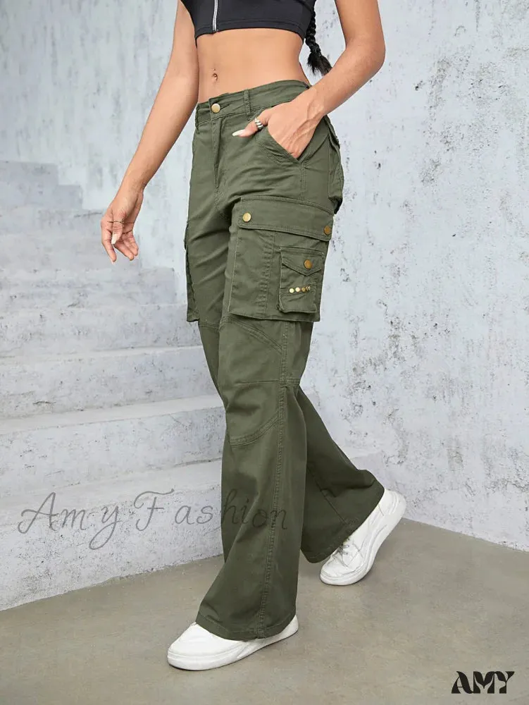 Amy Fashion - High Waist Straight Trousers