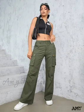 Amy Fashion - High Waist Straight Trousers