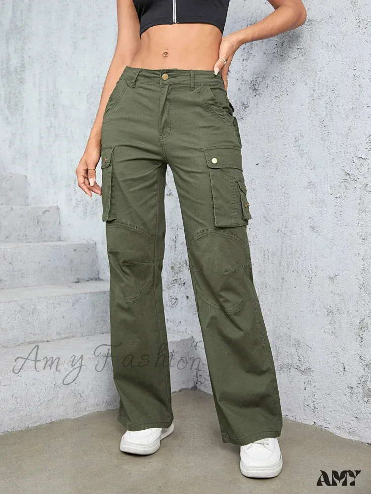 Amy Fashion - High Waist Straight Trousers