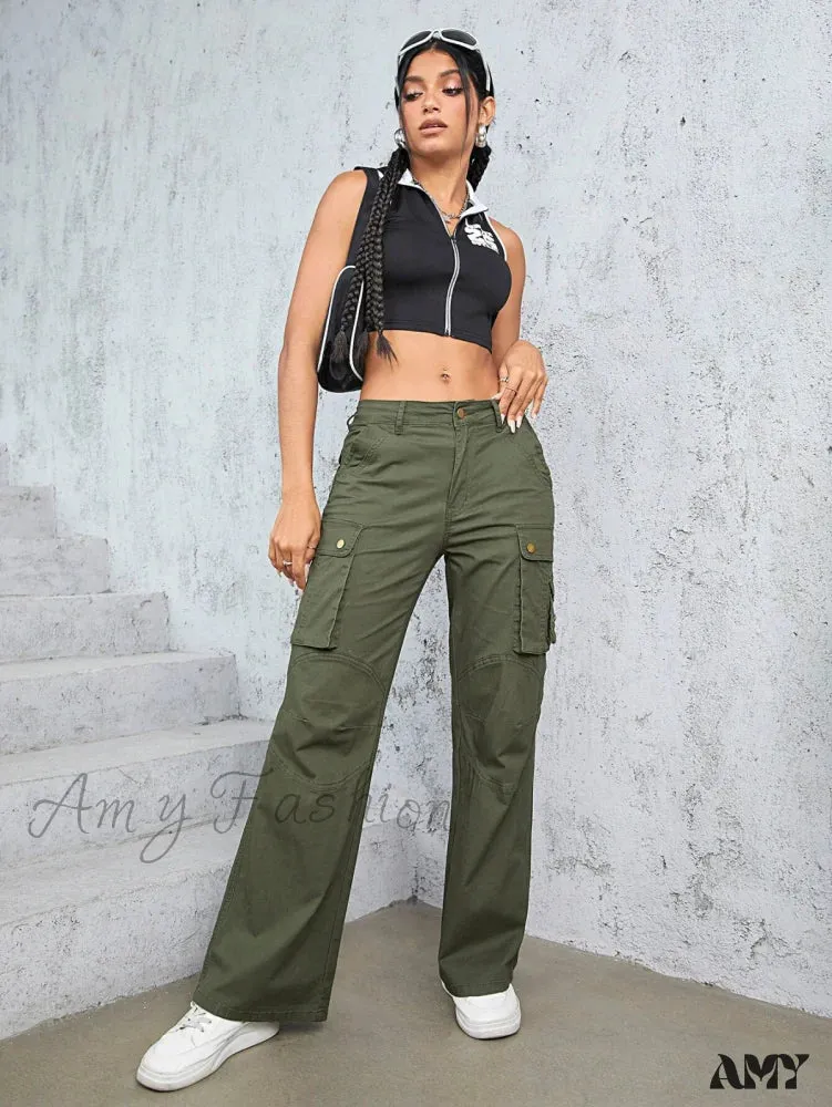 Amy Fashion - High Waist Straight Trousers