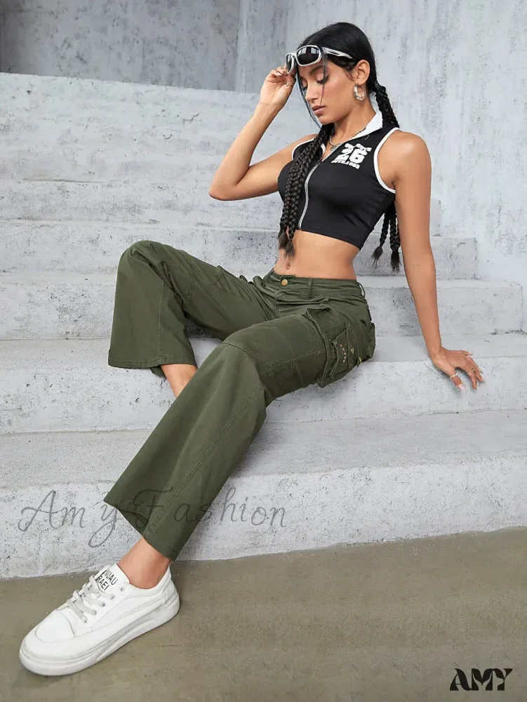 Amy Fashion - High Waist Straight Trousers