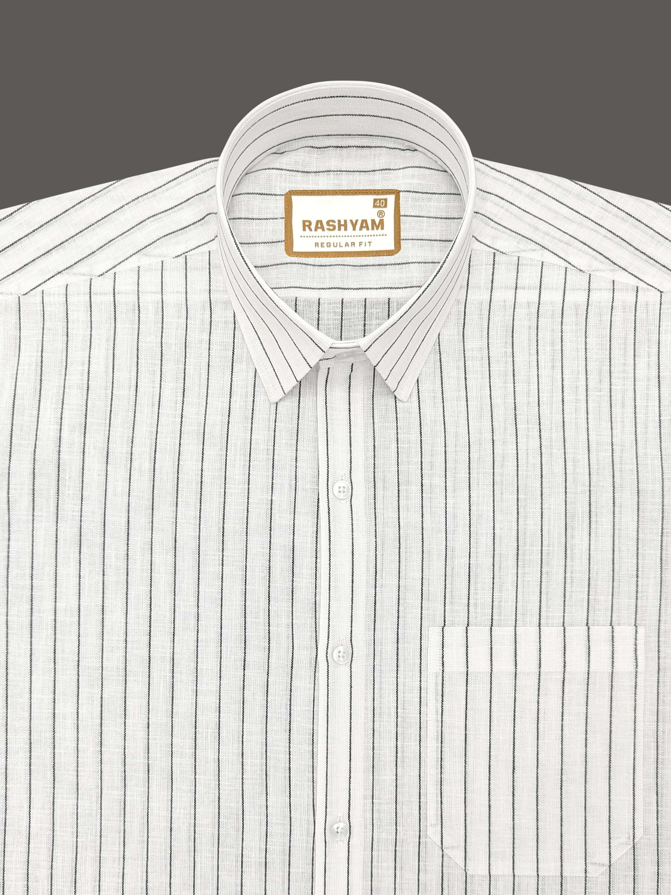 Arezzo Italian Premium Black Line On White Formal Shirt For Men