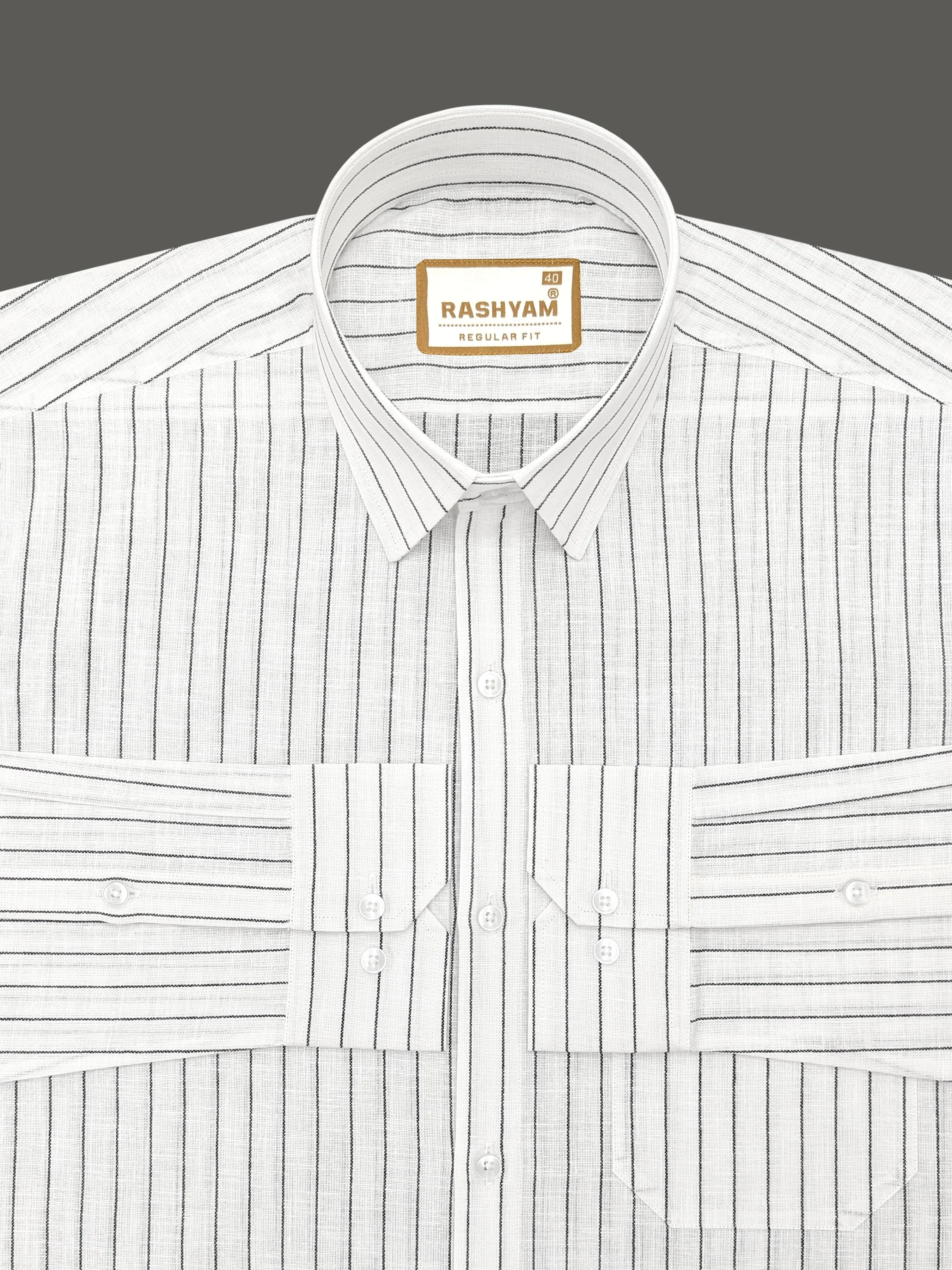 Arezzo Italian Premium Black Line On White Formal Shirt For Men