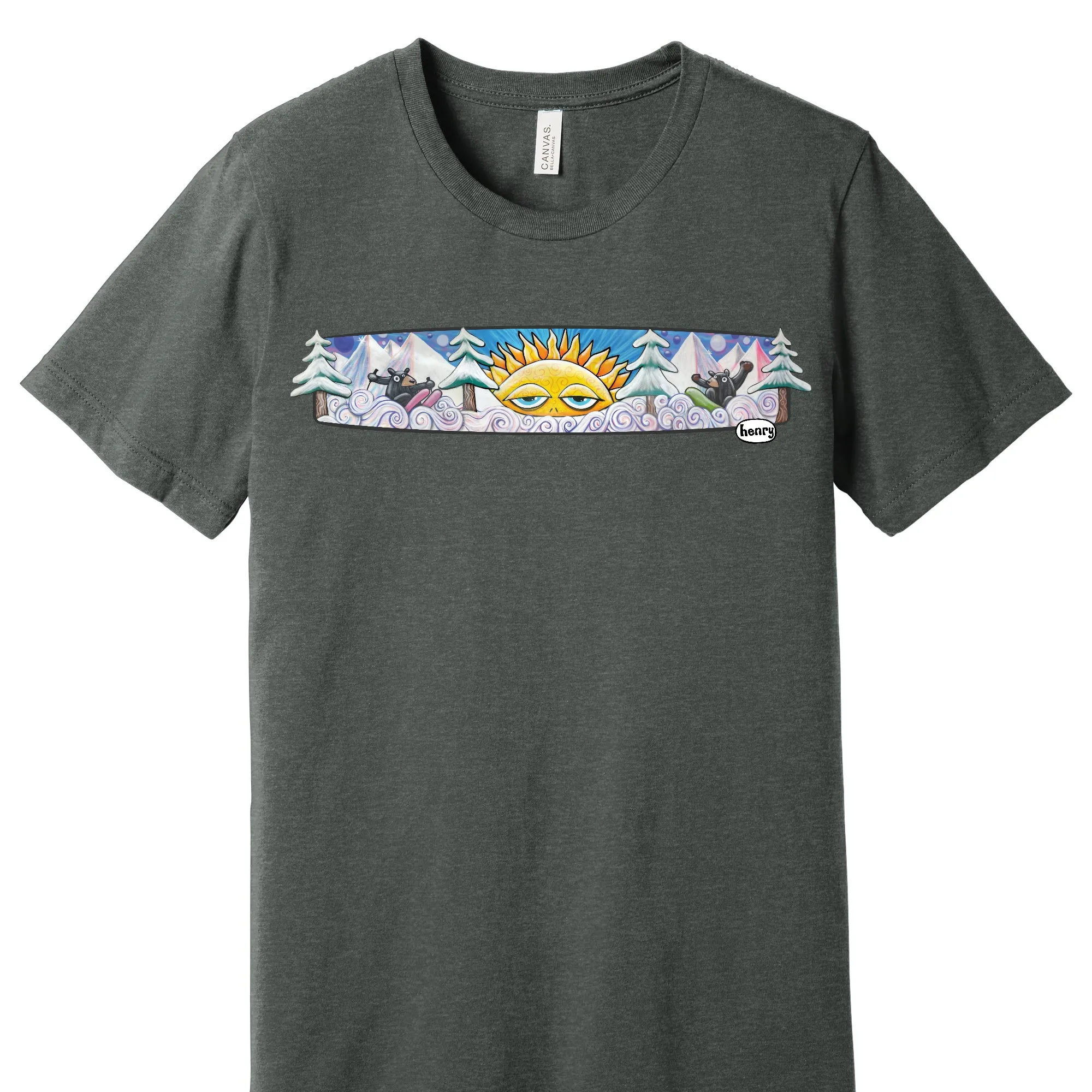 Bears Hitting the Slopes | Unisex Heathered Dark Gray T-Shirt