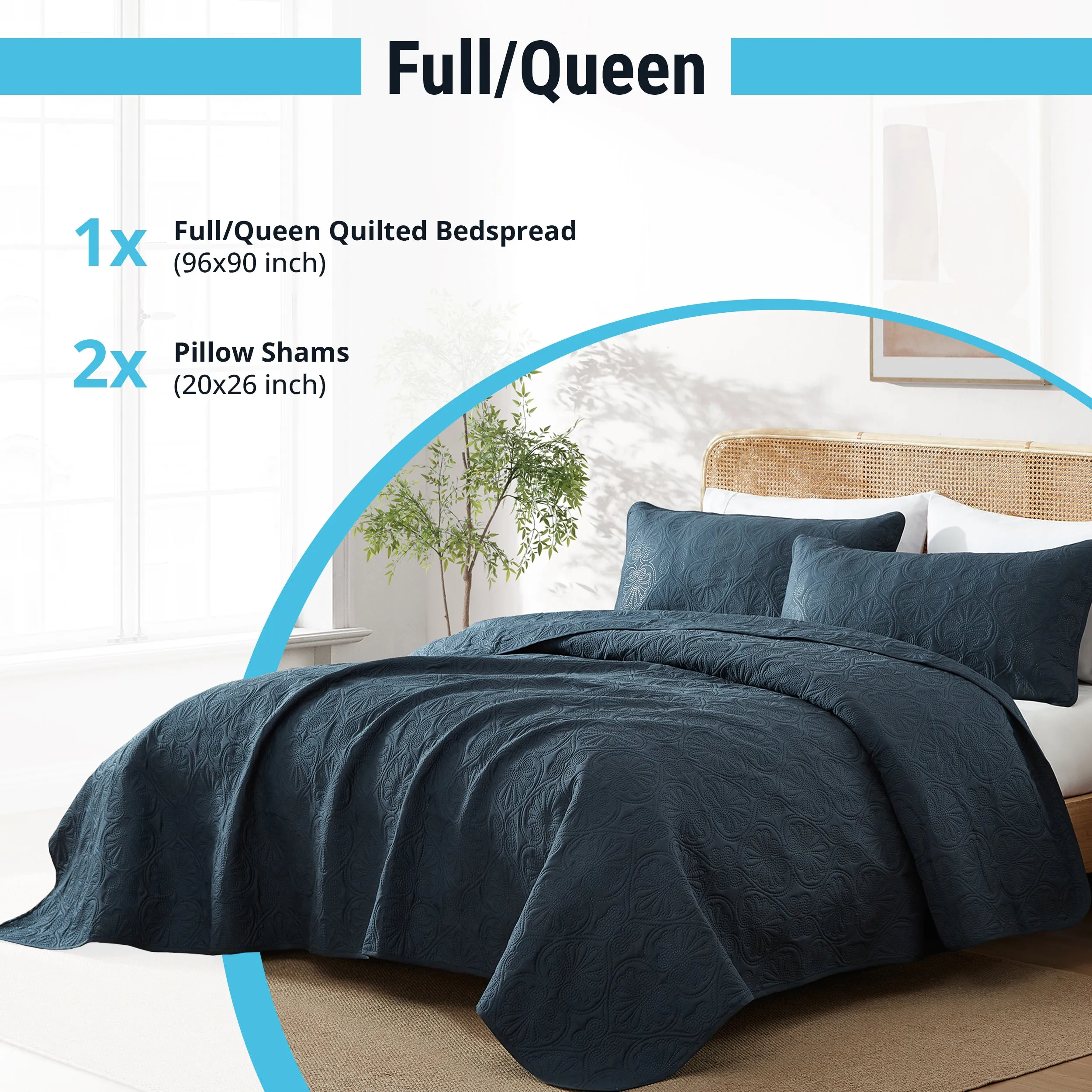 Benji - 3 Piece Size Quilt Set, Lightweight Bedspread Coverlet Set