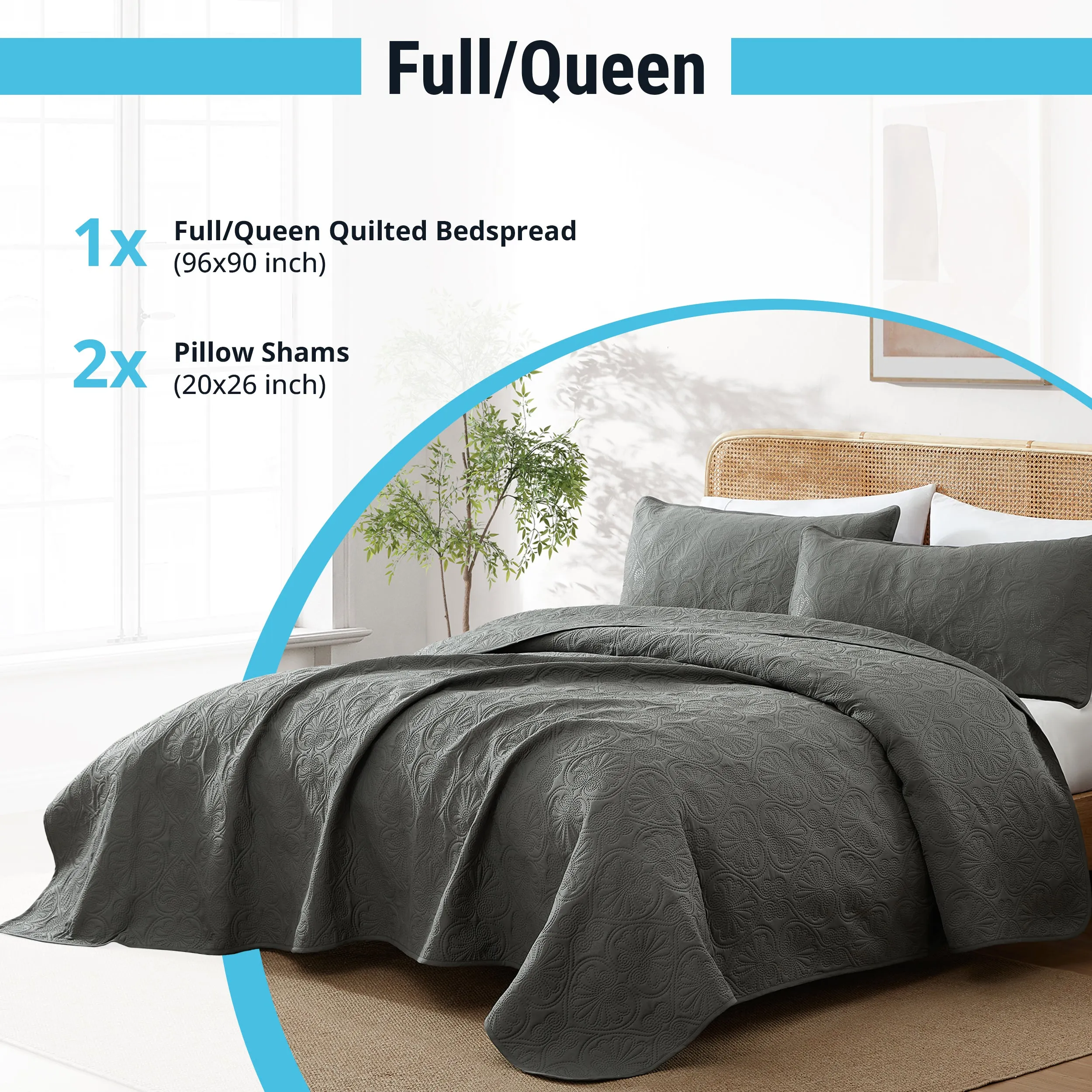 Benji - 3 Piece Size Quilt Set, Lightweight Bedspread Coverlet Set