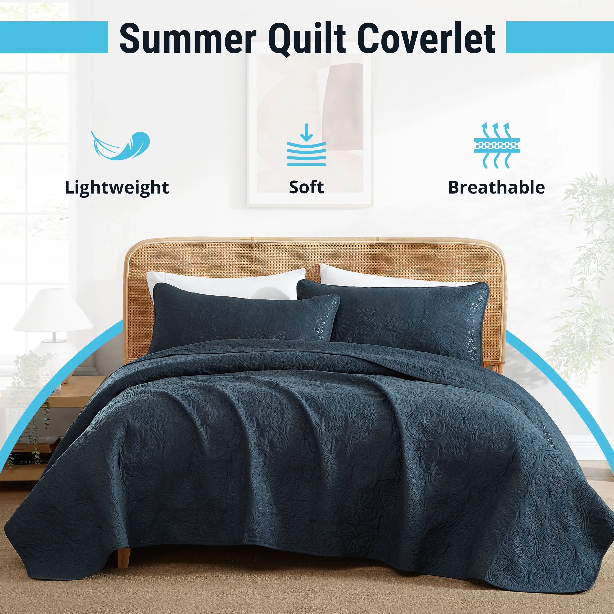 Benji - 3 Piece Size Quilt Set, Lightweight Bedspread Coverlet Set