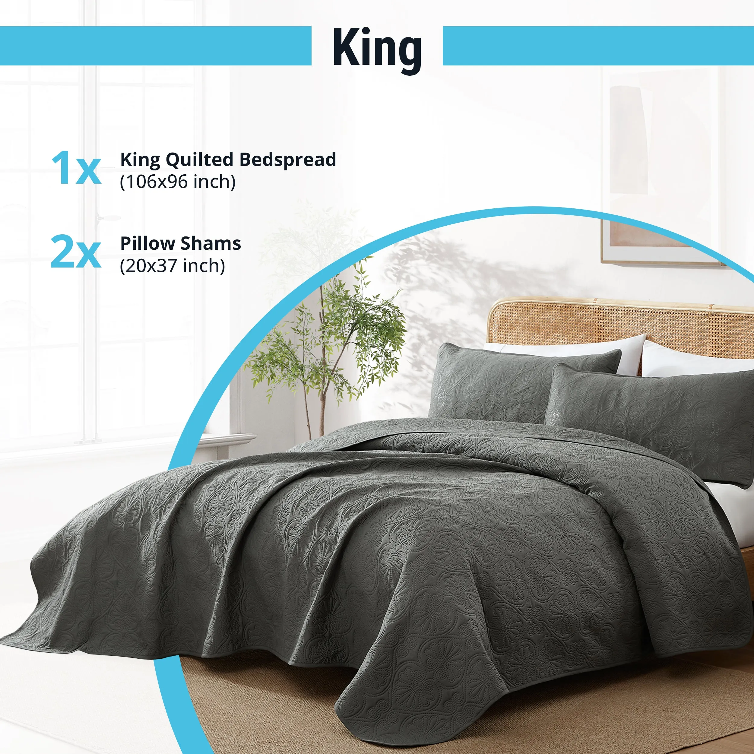 Benji - 3 Piece Size Quilt Set, Lightweight Bedspread Coverlet Set