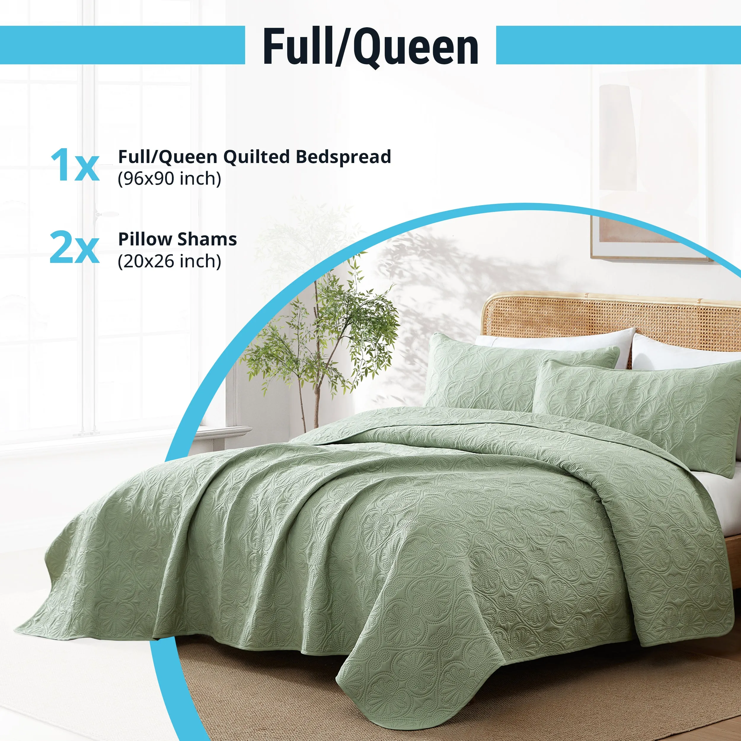 Benji - 3 Piece Size Quilt Set, Lightweight Bedspread Coverlet Set