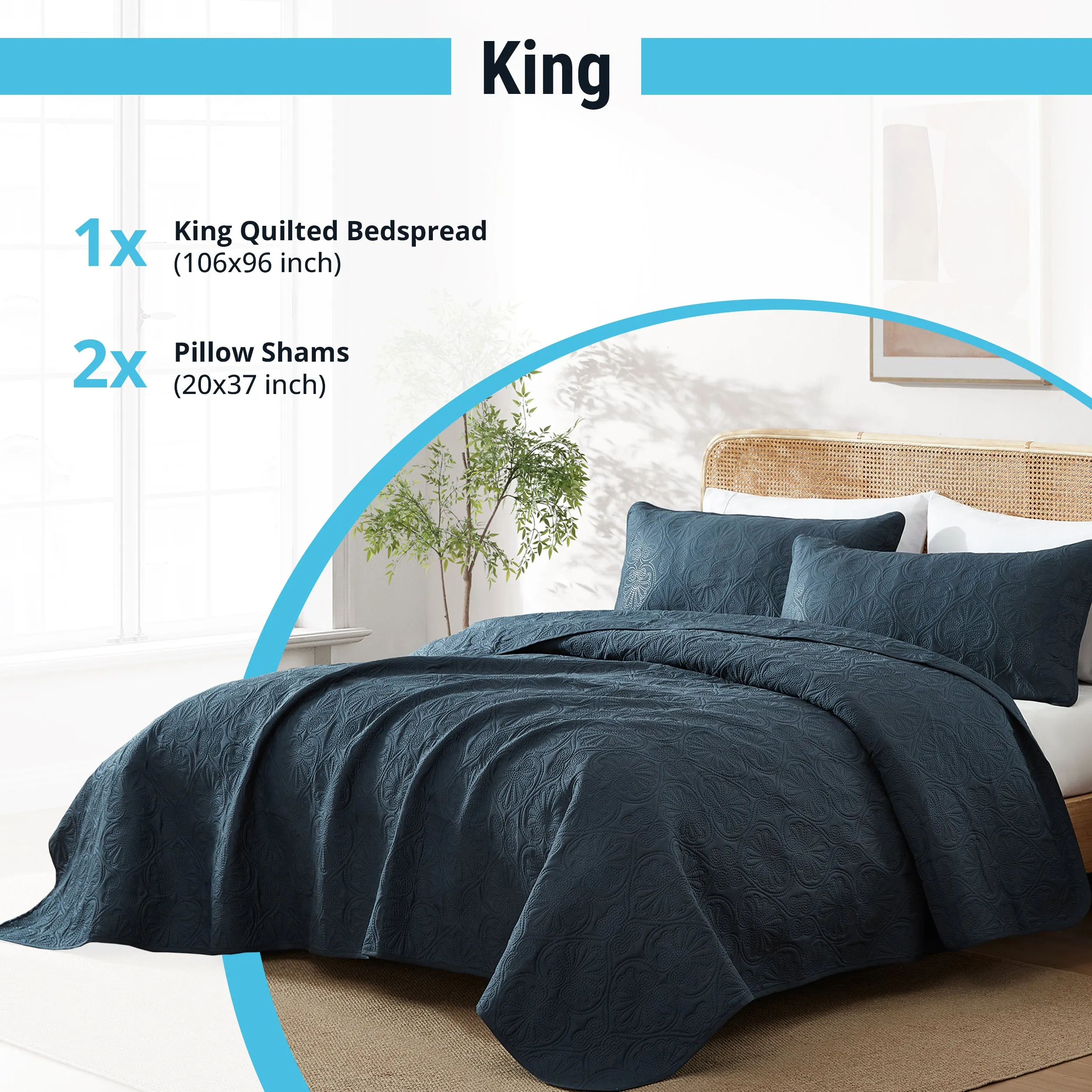 Benji - 3 Piece Size Quilt Set, Lightweight Bedspread Coverlet Set