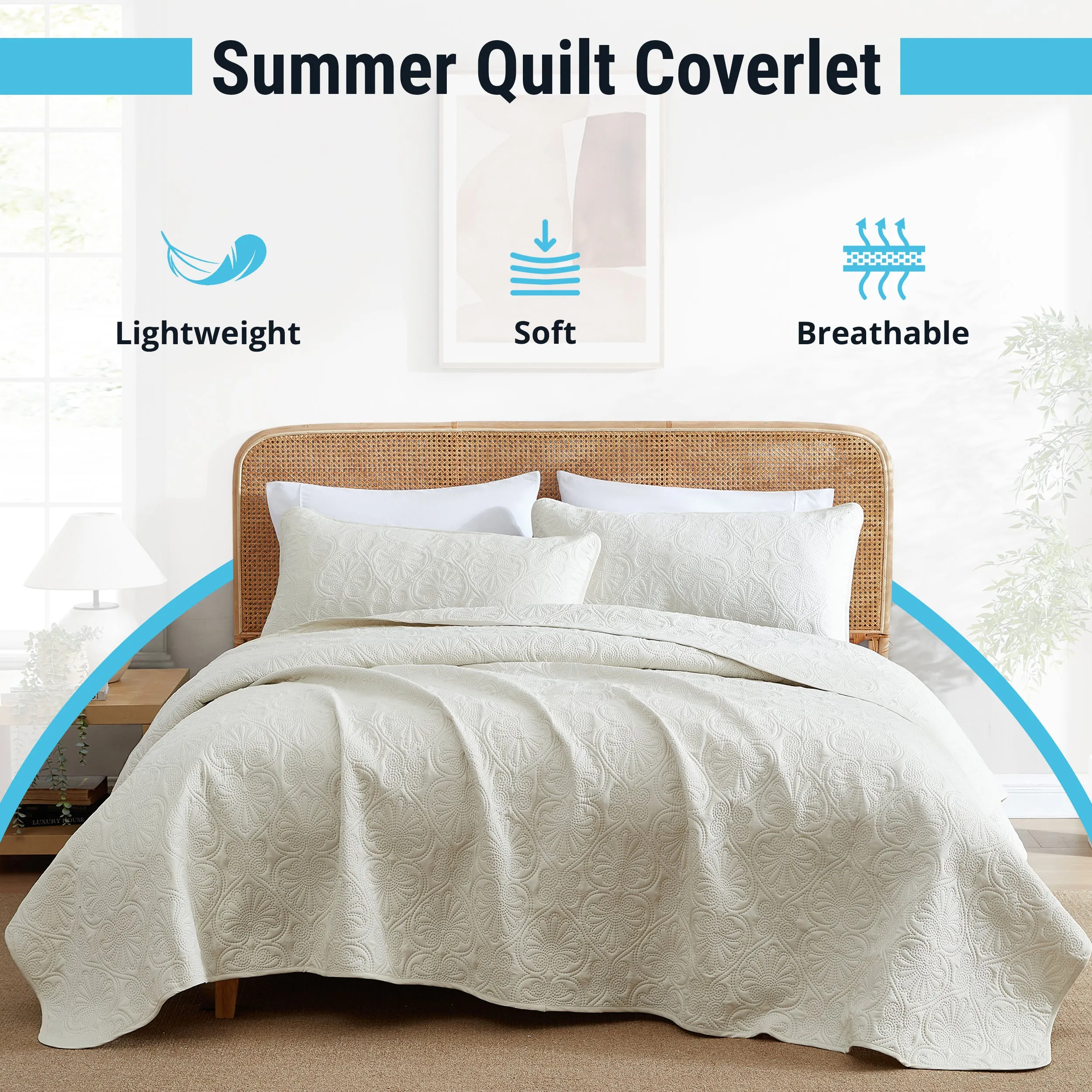 Benji - 3 Piece Size Quilt Set, Lightweight Bedspread Coverlet Set