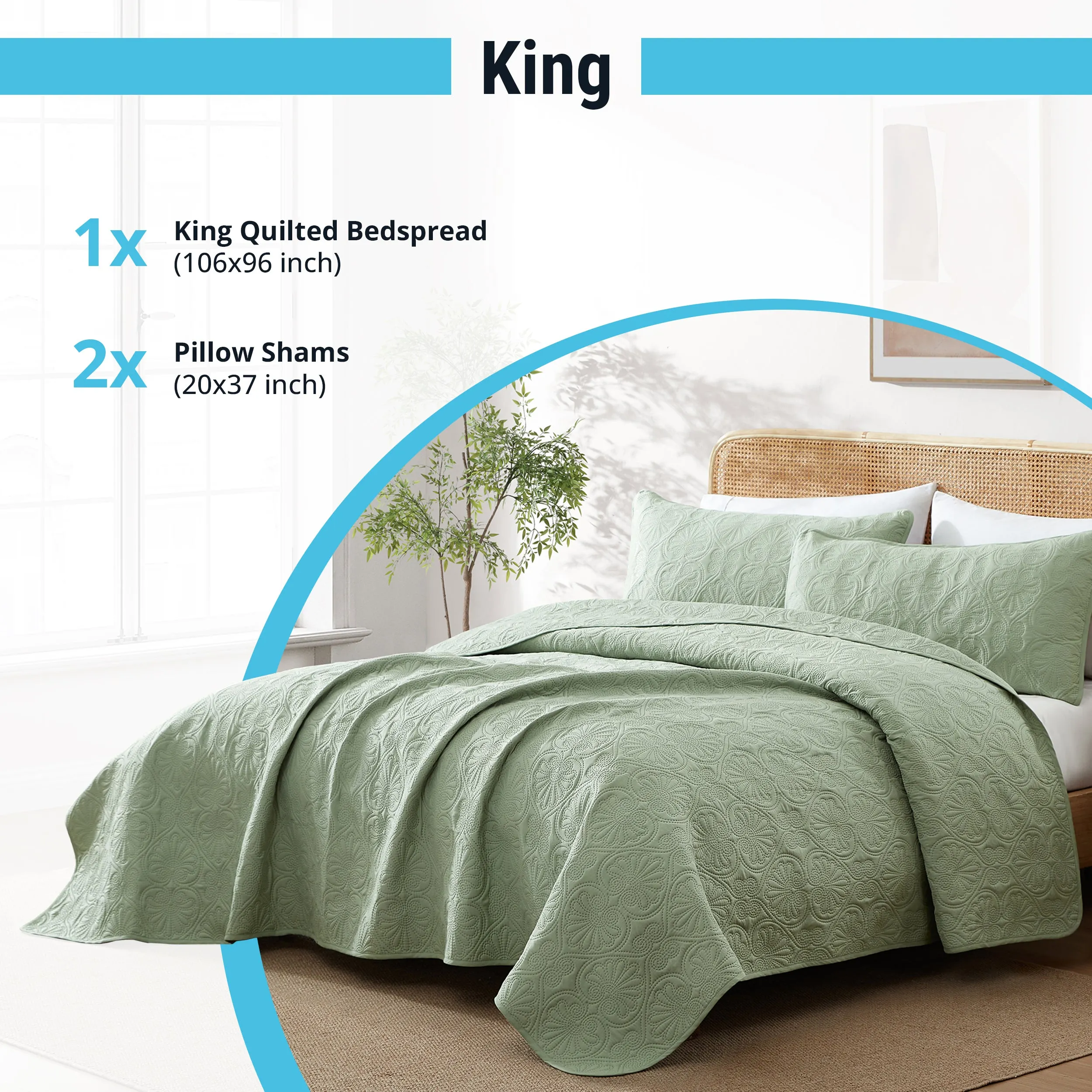 Benji - 3 Piece Size Quilt Set, Lightweight Bedspread Coverlet Set
