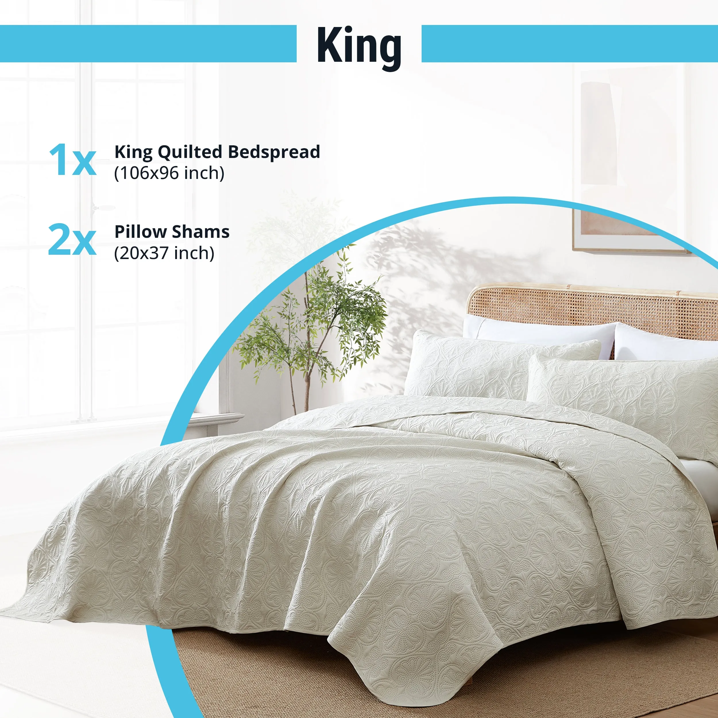 Benji - 3 Piece Size Quilt Set, Lightweight Bedspread Coverlet Set