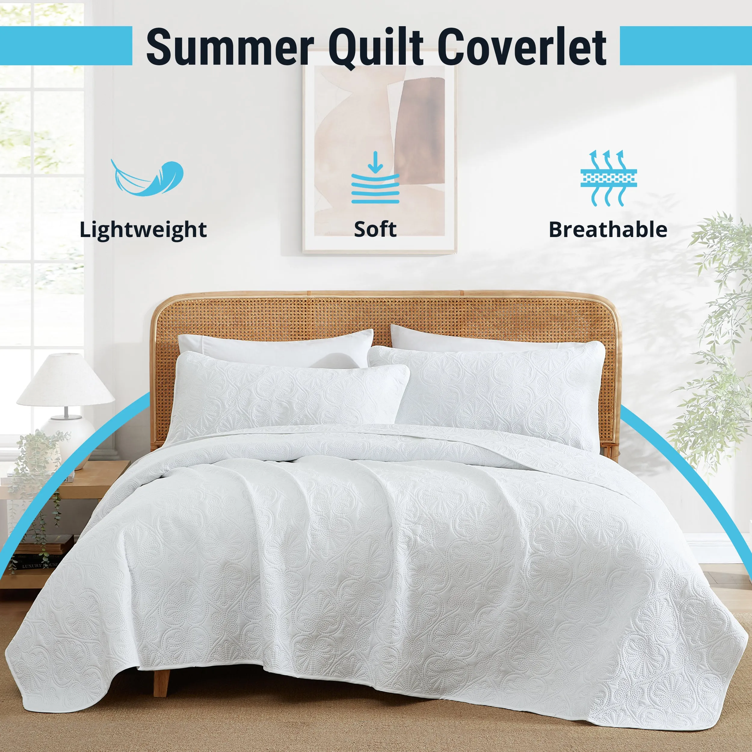 Benji - 3 Piece Size Quilt Set, Lightweight Bedspread Coverlet Set