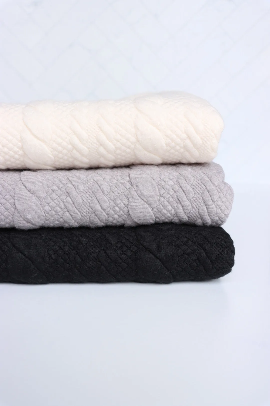 Black Cables Quilted Knit | By The Half Yard