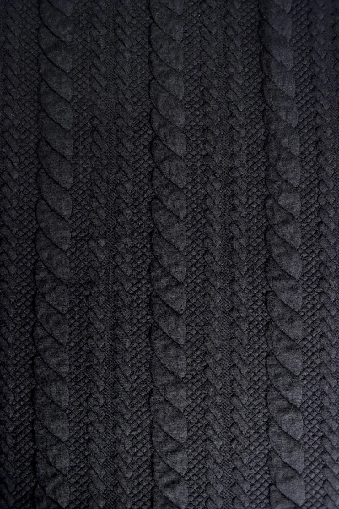 Black Cables Quilted Knit | By The Half Yard