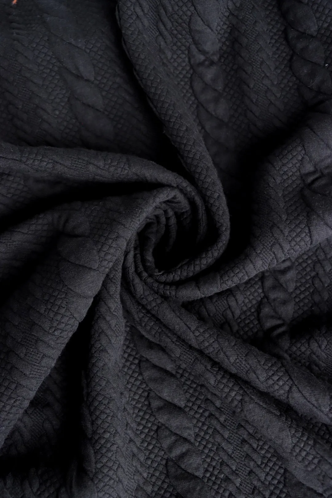 Black Cables Quilted Knit | By The Half Yard