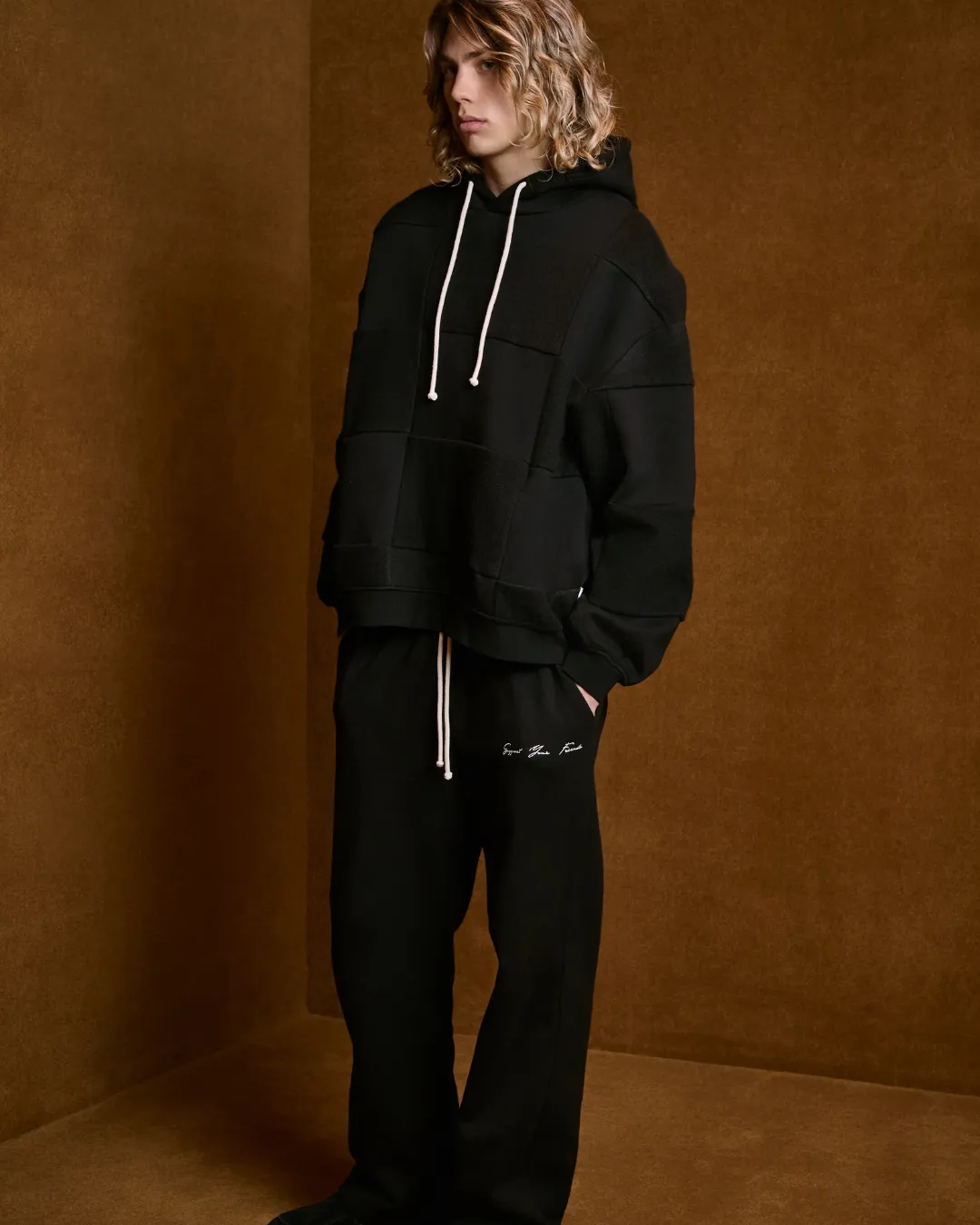 Black Quilted Hoodie