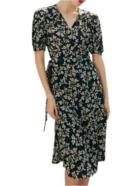 Black Silk Floral Printed Dress