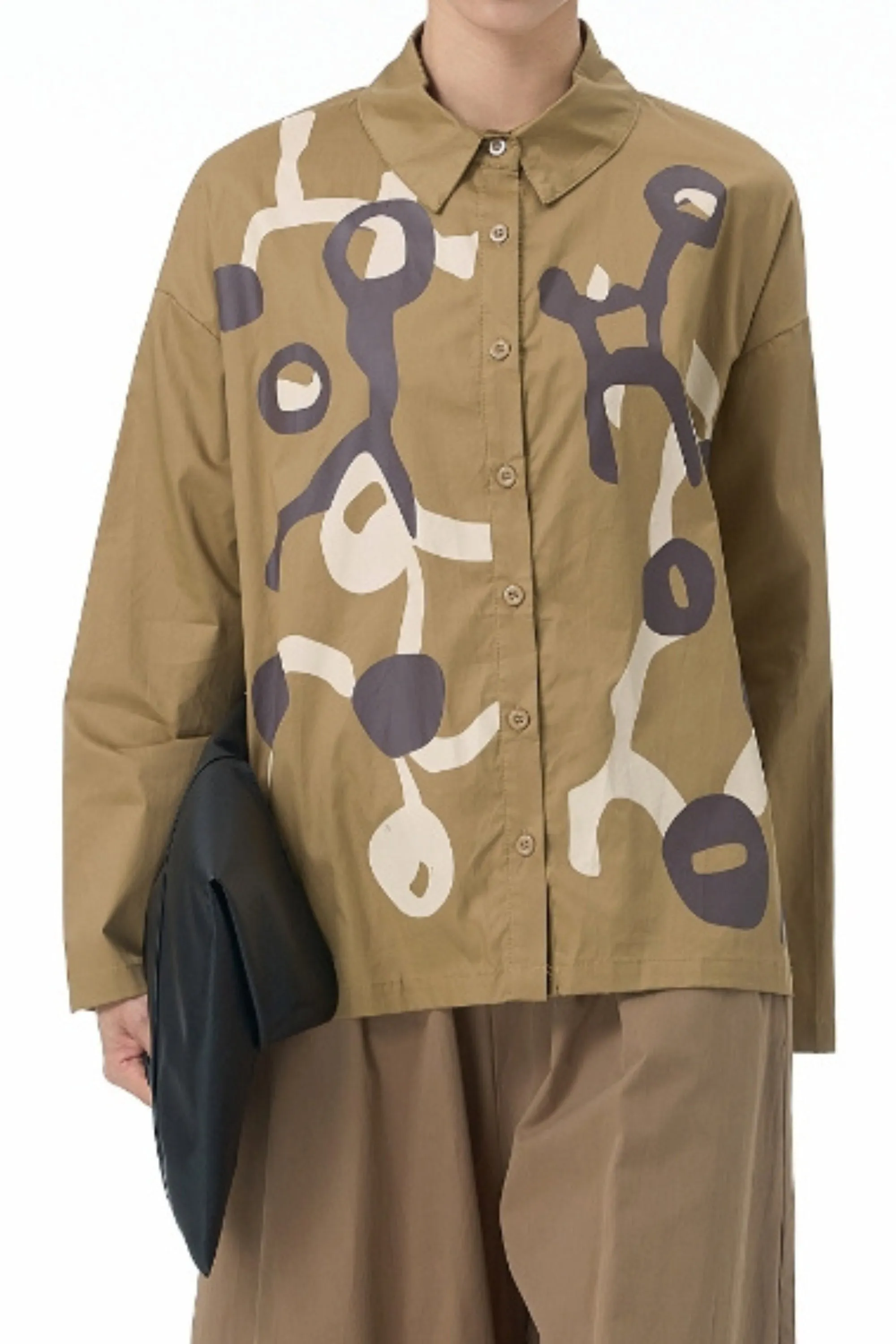 Bond Print Full Sleeve Camel Shirt