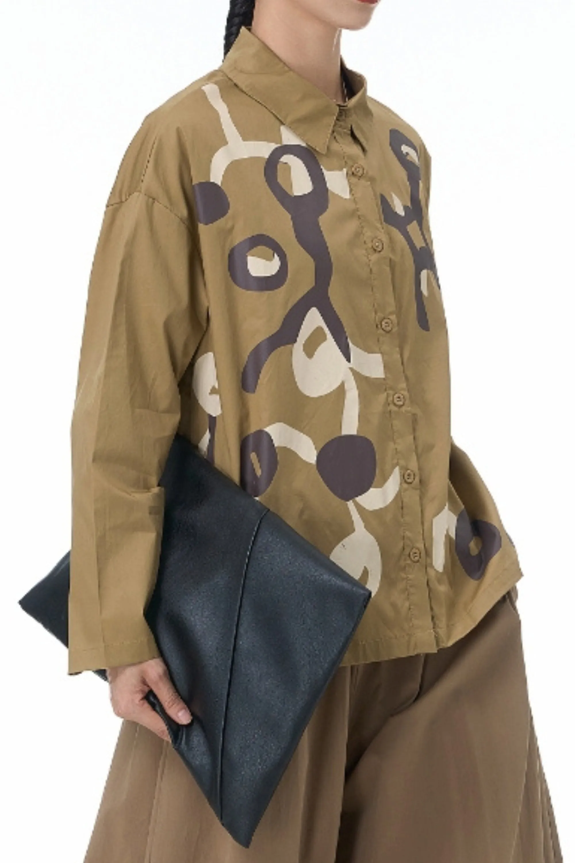 Bond Print Full Sleeve Camel Shirt