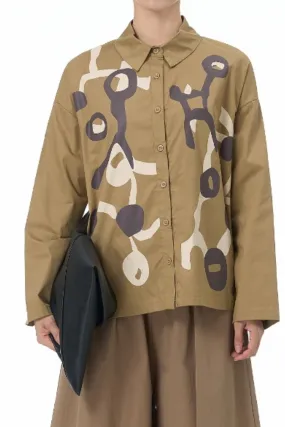 Bond Print Full Sleeve Camel Shirt
