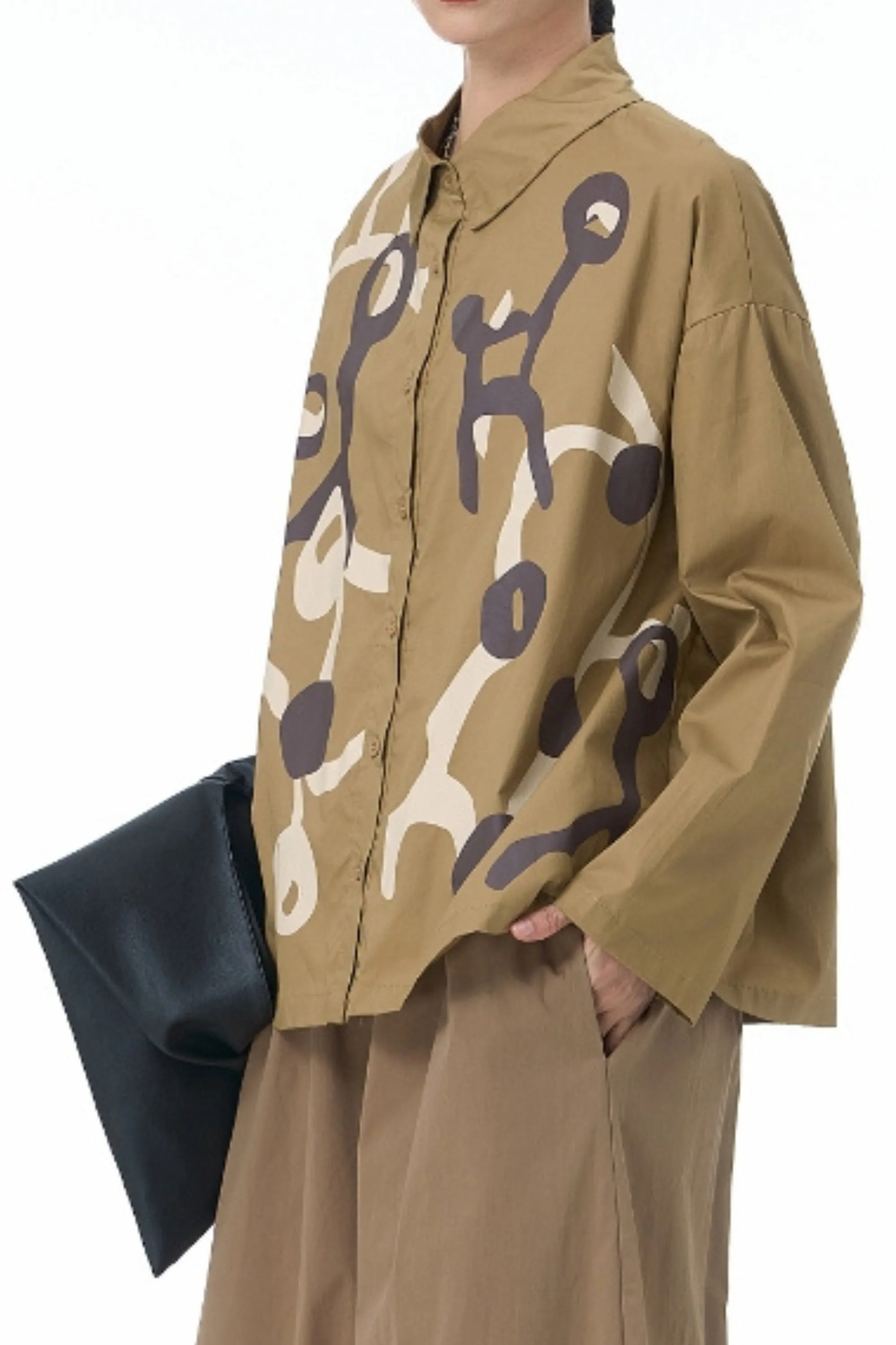 Bond Print Full Sleeve Camel Shirt