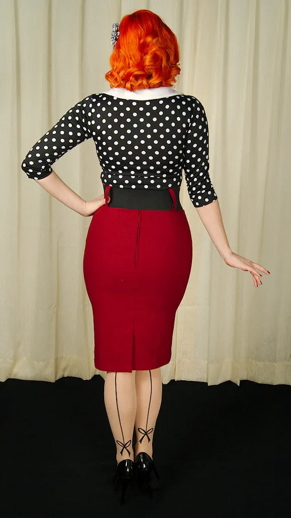 Burgundy Wiggle Skirt with Belt