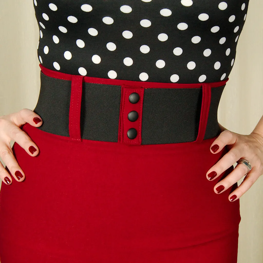 Burgundy Wiggle Skirt with Belt
