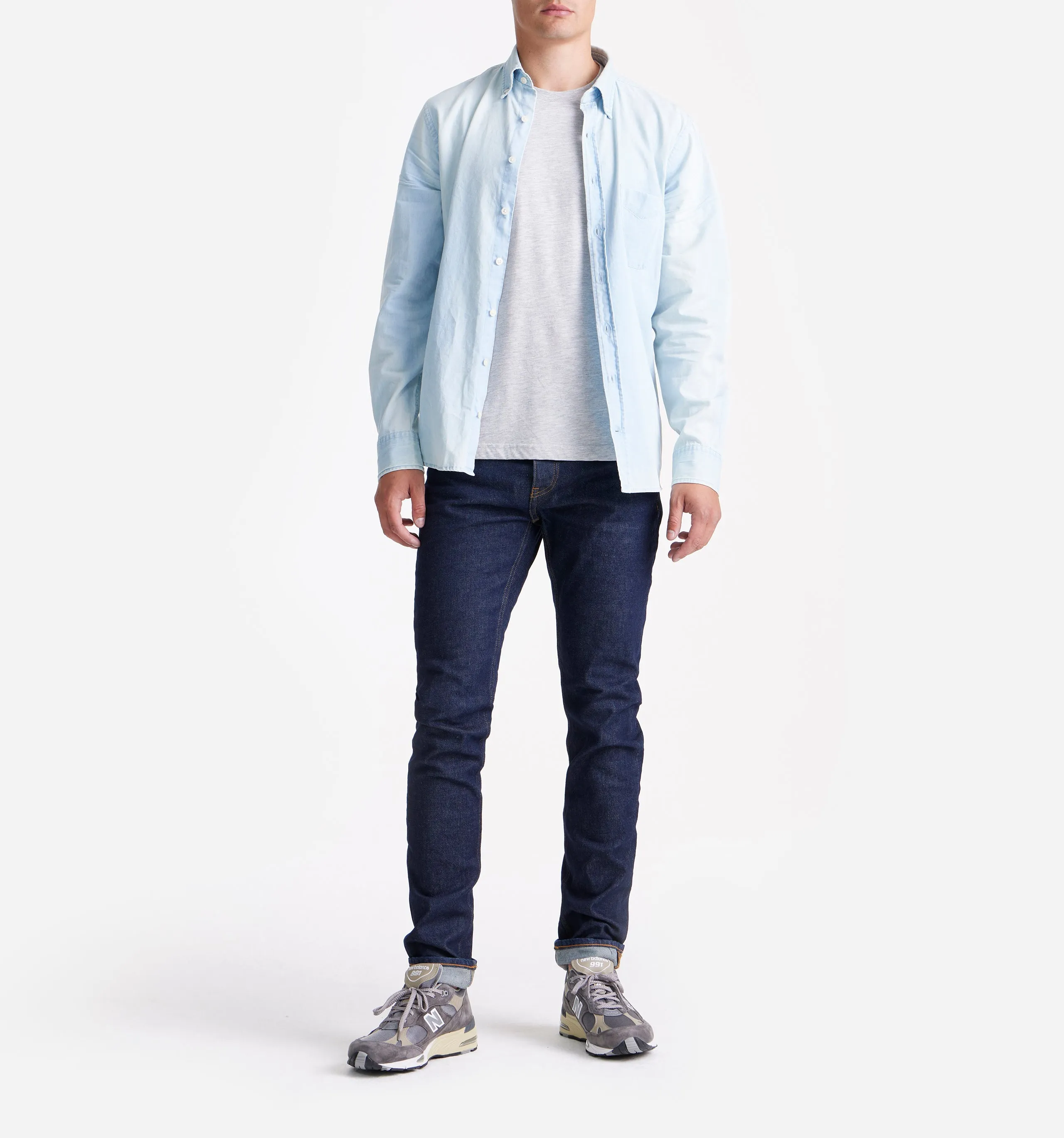 Button Down Denim Shirt Light Chambray