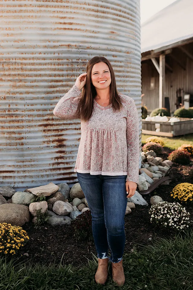 Buttons & Floral Knit Top