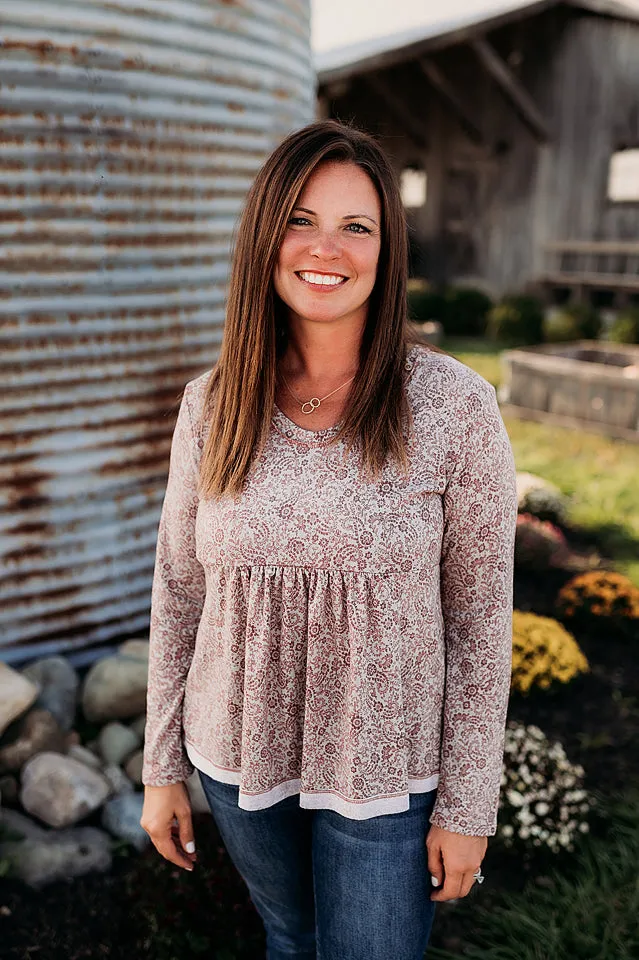 Buttons & Floral Knit Top