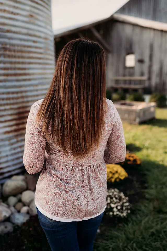 Buttons & Floral Knit Top