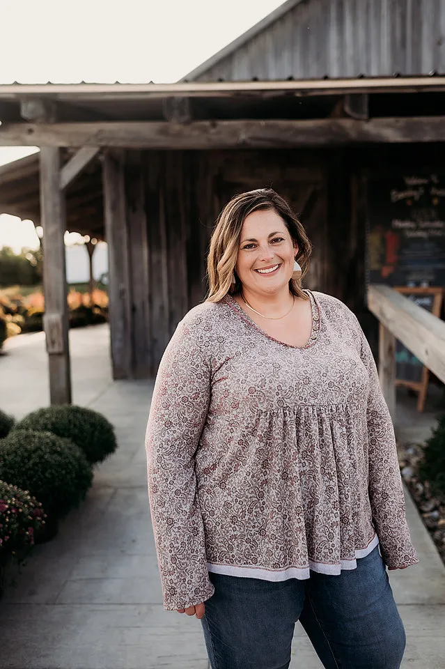 Buttons & Floral Knit Top