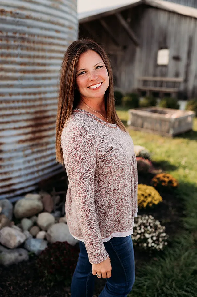 Buttons & Floral Knit Top