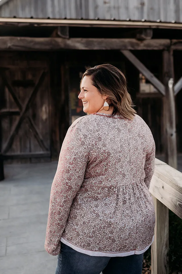 Buttons & Floral Knit Top