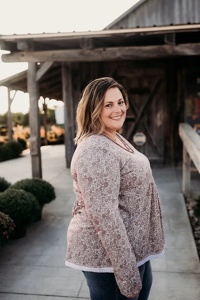 Buttons & Floral Knit Top