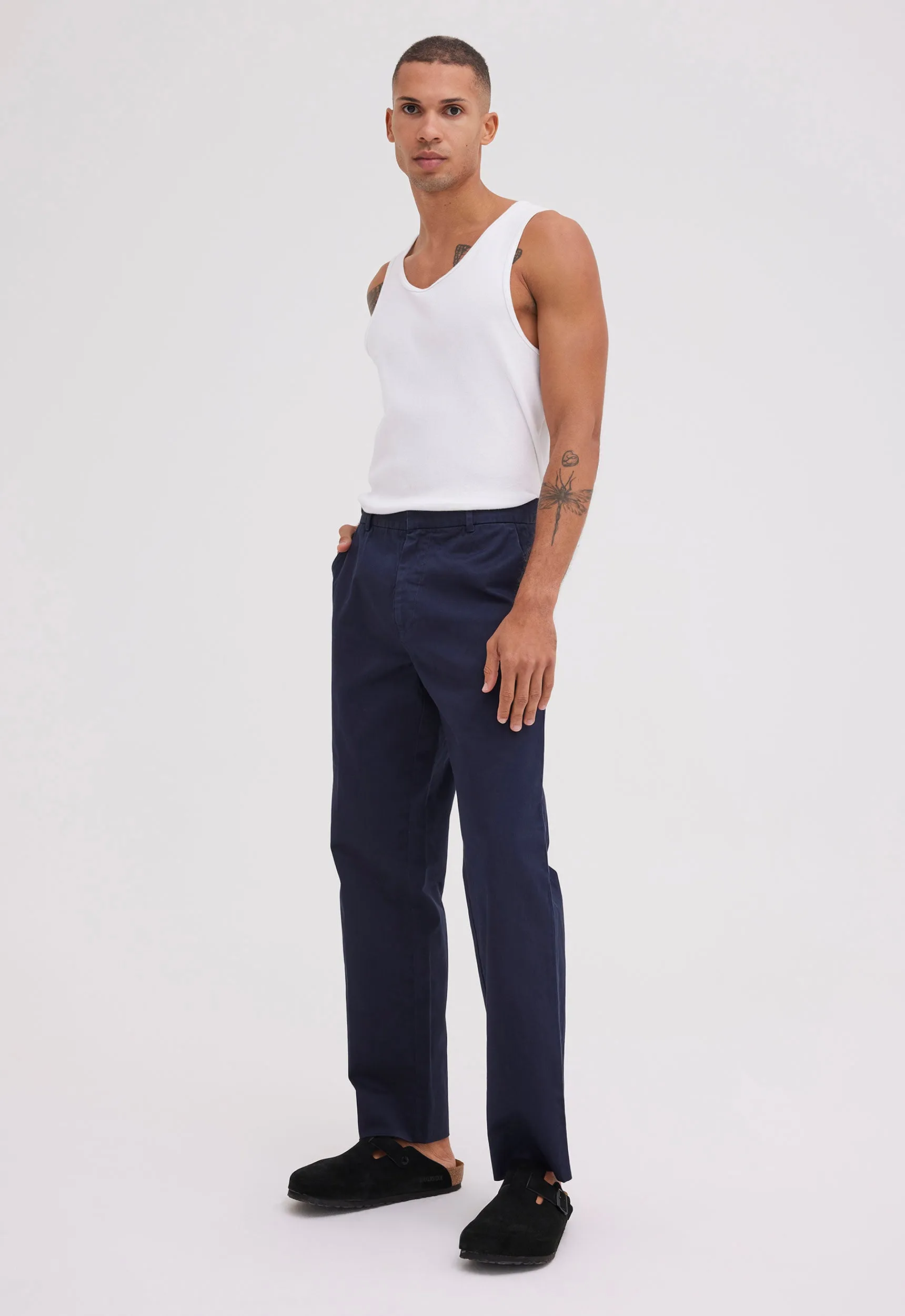 Cast Cotton Twill Pant - Navy